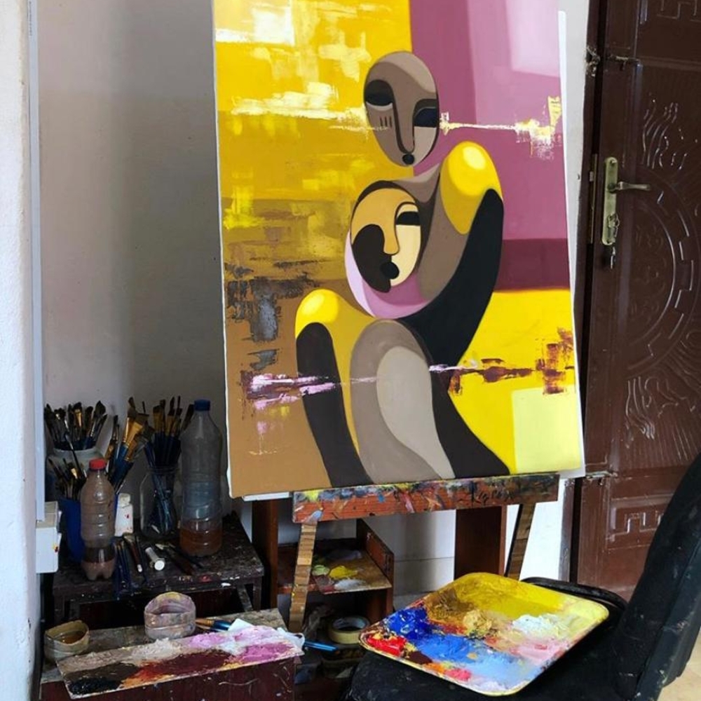 Abstract Yellow and Purple Art Canvas